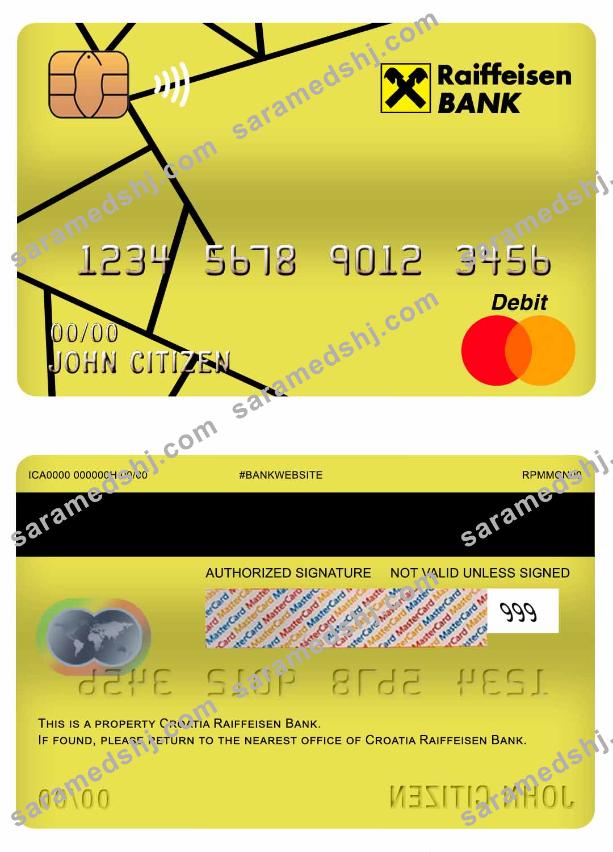 Croatia Raiffeisen bank master debit card